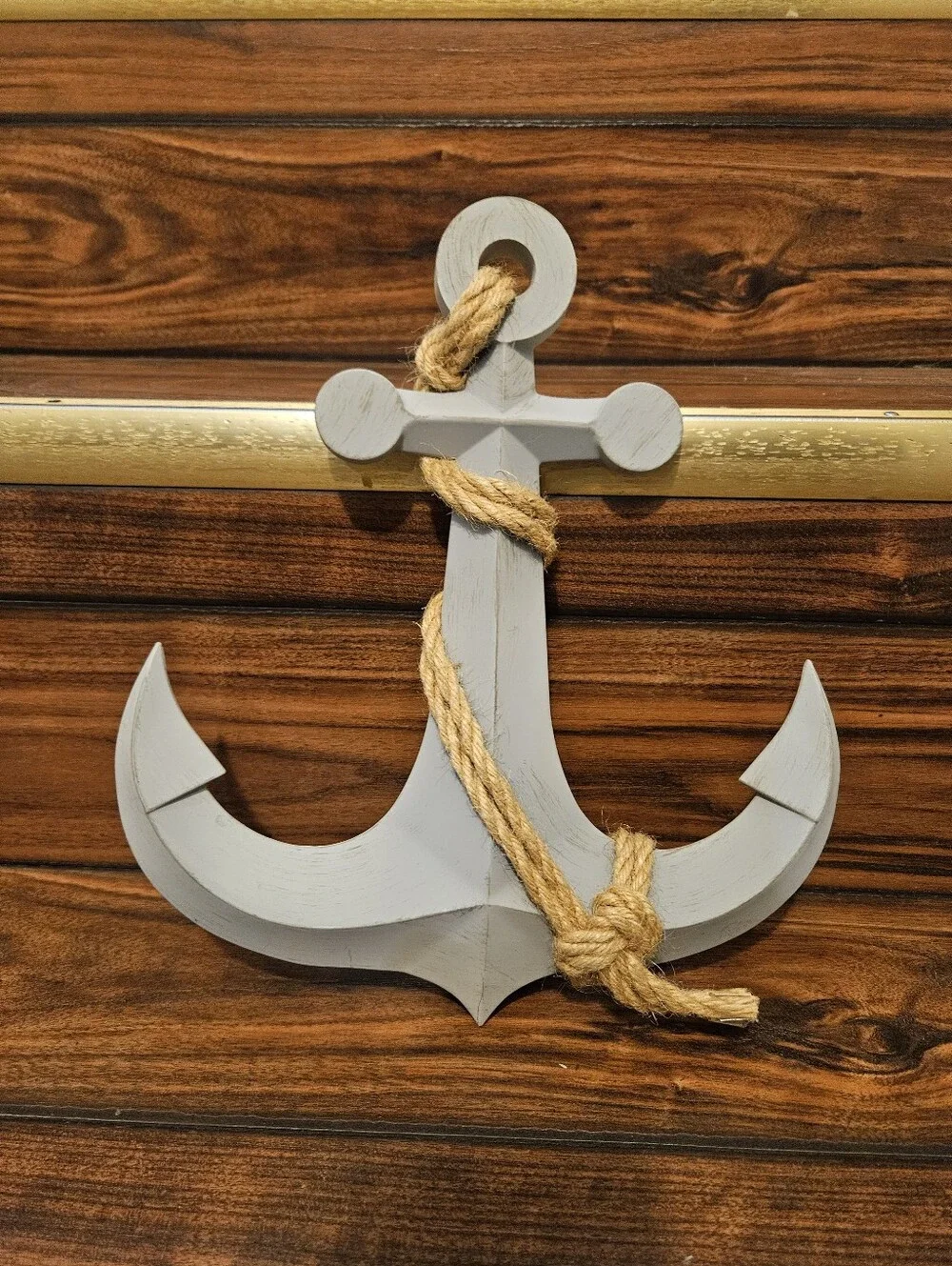 Grey plastic anchor wall decor with rope #nautical #anchor